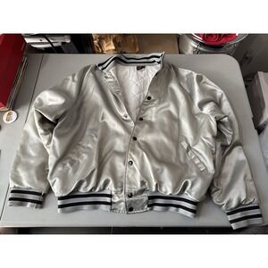 Vtg Hilton Silver Bomber Jacket XL Running Springs Posse SoCal On‎ Back